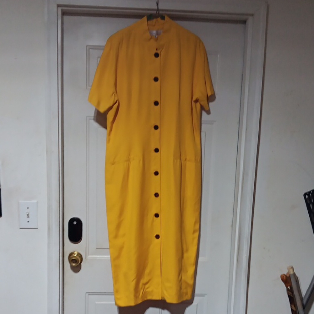 Yellow Button-Up Midi Dress